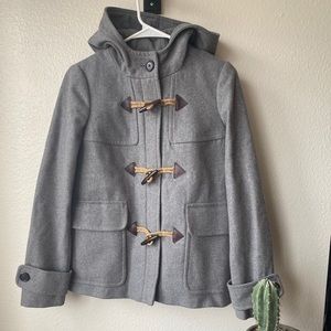 Wool pea coat with hoodie & toggles  from J Crew